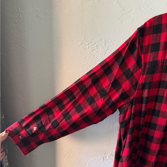 Red and Black Plaid Shirt Dress - Picture 7 of 7